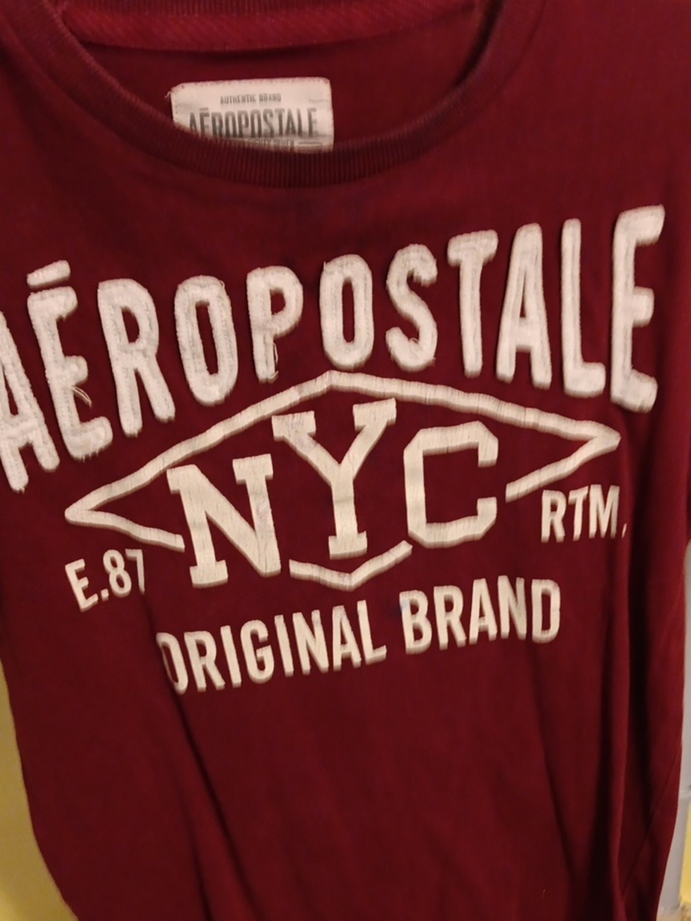 Aeropostale Kids Maroon Long Sleeve NYC Logo Tee